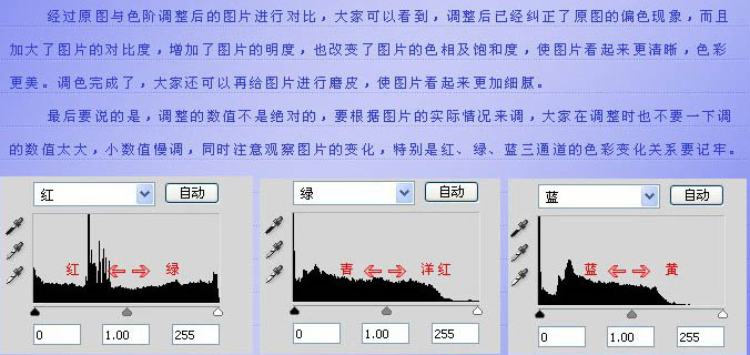 利用色阶快速调出高对比的紫色人物图片9