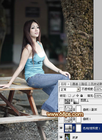 Photoshop给外景美女加上唯美的中性红褐色5