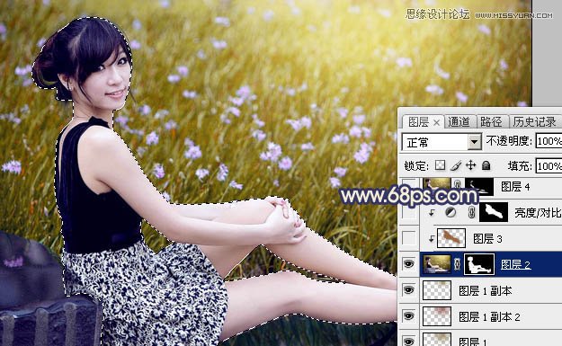 Photoshop给花园美女调出秋季唯美效果22