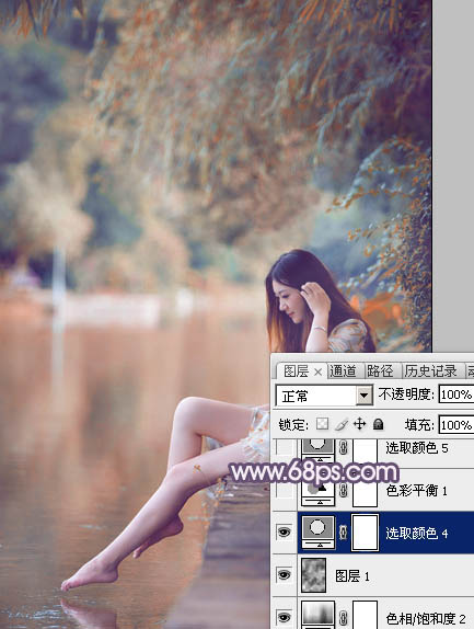 Photoshop打造冷暖对比的湖景美女图片19