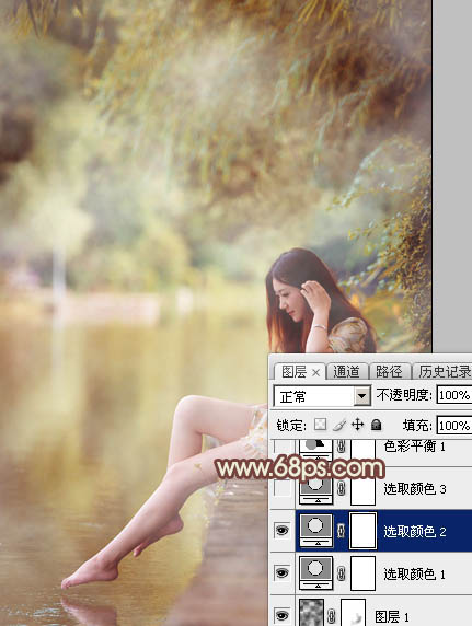 Photoshop给江边的美女加上漂亮的淡调红褐色12