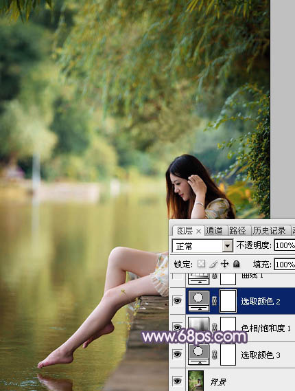 Photoshop打造冷暖对比的湖景美女图片9