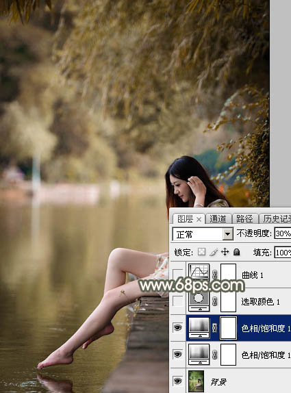 Photoshop调出酒红色外景美女图片6