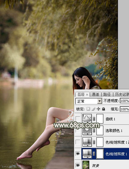 Photoshop调出酒红色外景美女图片5