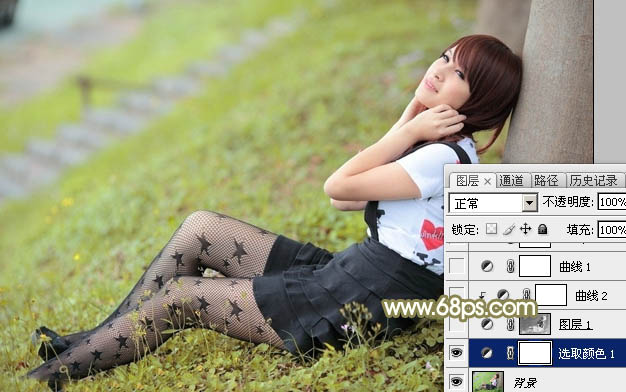 Photoshop给树边人物加上甜美的暖褐色5