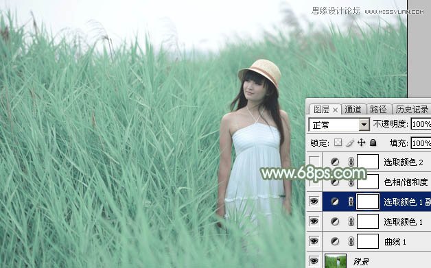 Photoshop调出芦苇丛中女孩冷色效果7