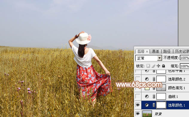 Photoshop给草原人物调出清爽的红褐色5