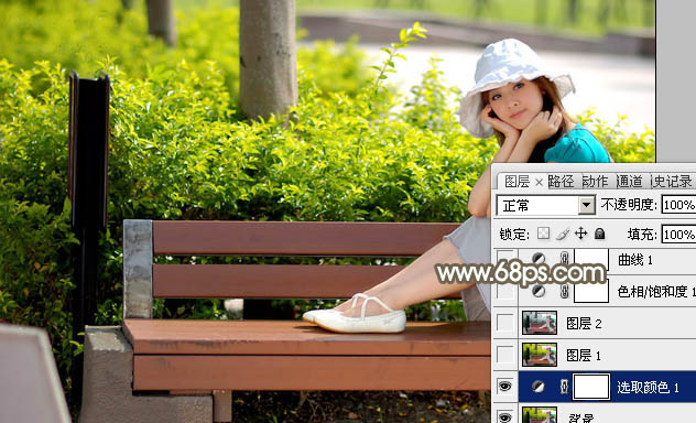 Photoshop给公园人物照片加上怀旧的褐绿色4
