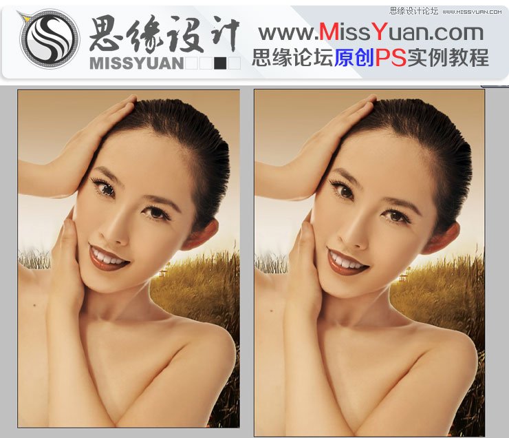 Photoshop调出美女模特质感的古铜色效果8