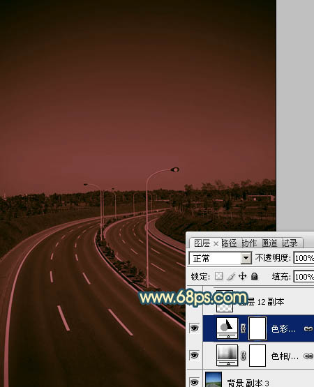 Photoshop给公路图片加夜景灯光效果8