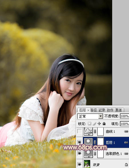 Photoshop给美女照片加上橙紫色技巧7