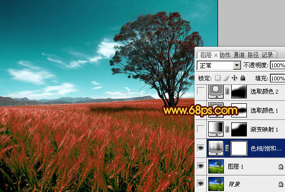 Photoshop调出风景图片暗红的黄昏色5