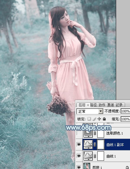 Photoshop给美女照片加上唯美的淡青色9