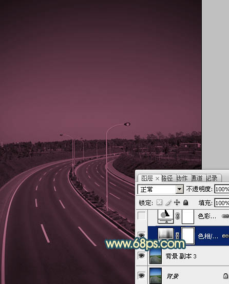 Photoshop给公路图片加夜景灯光效果5