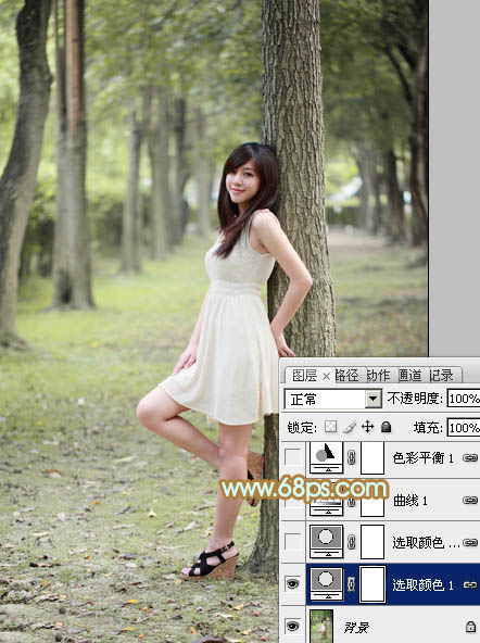 Photoshop给美女人物照加上黄绿色技巧4