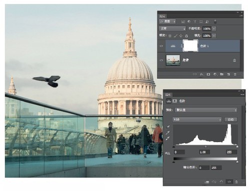 Photoshop调出建筑照片唯美青色调3