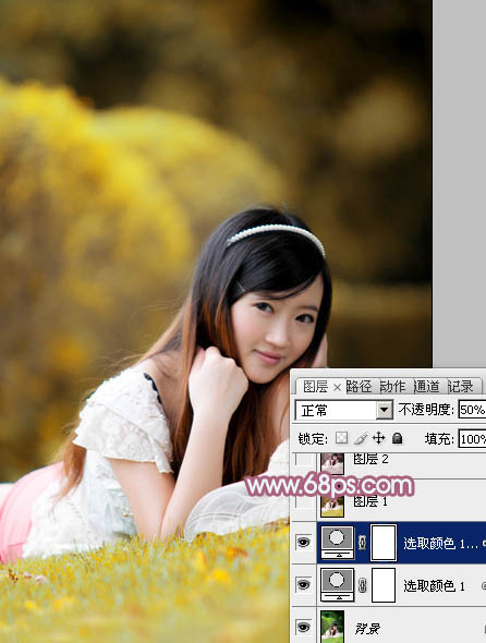 Photoshop给美女照片加上小清新的粉红色7