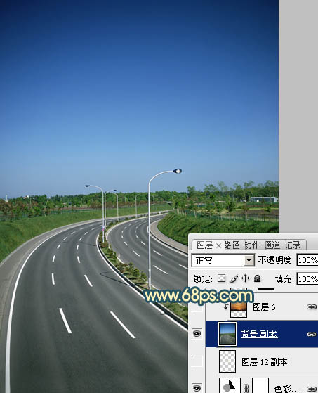 Photoshop给公路图片加夜景灯光效果9