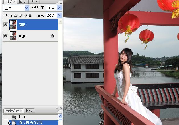 Photoshop调出外景婚片自然蛋黄肤色效果3