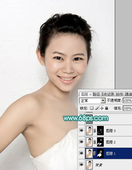 Photoshop给美女人像照片加上青红蜜糖色4