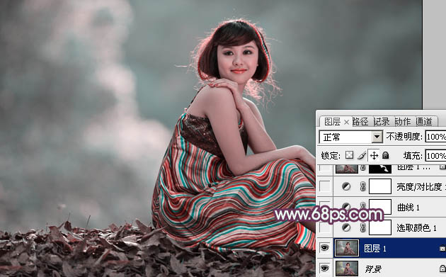 Photoshop给逆光人物照片打造简洁的青紫色4