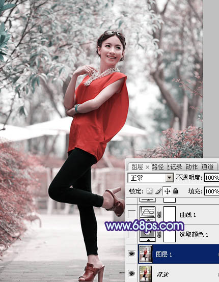 Photoshop给外景美女照片加上淡雅的淡蓝色技巧4