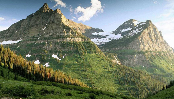 Photoshop把翠绿的夏季山峰转为冬季雪山效果2