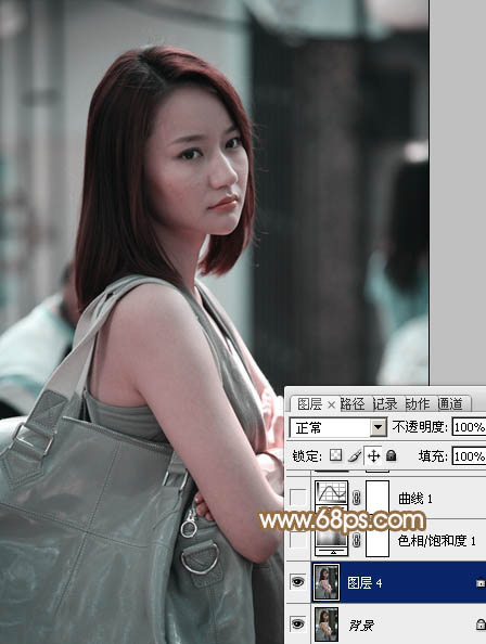 Photoshop给偏暗的街景美女加上韩系淡红色技巧4