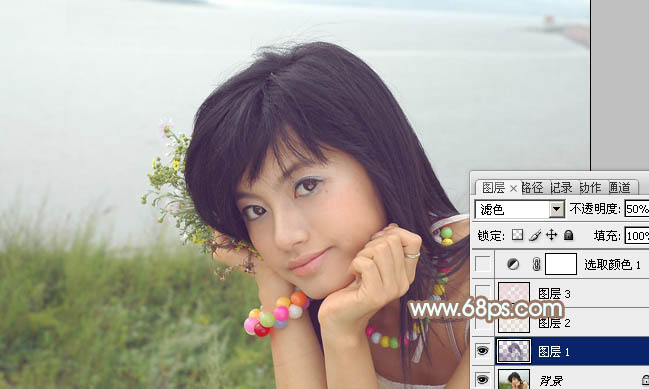 Photoshop给河边美女照片加上韩系淡橙色教程4