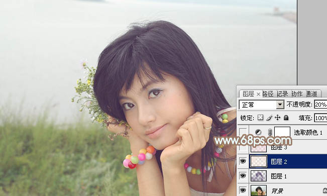 Photoshop给河边美女照片加上韩系淡橙色教程5
