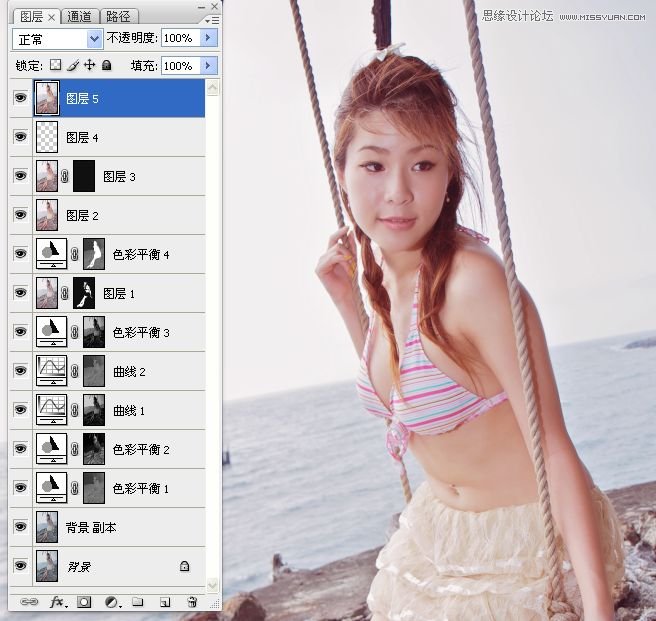 Photoshop调出海边美女柔美肤色效果4