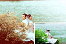 Photoshop打造青黄色河景婚片教程1