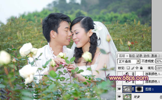 Photoshop给情侣婚片增加经典橙褐色教程4