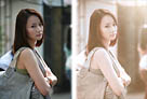 Photoshop给偏暗的街景美女加上韩系淡红色技巧1