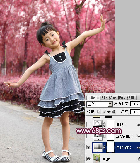 Photoshop打造漂亮的蓝紫色外景儿童图片4