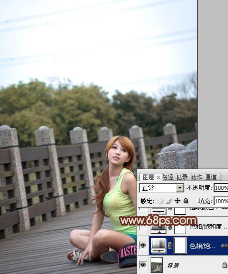 Photoshop给外景美女照片调出中性暖色调5