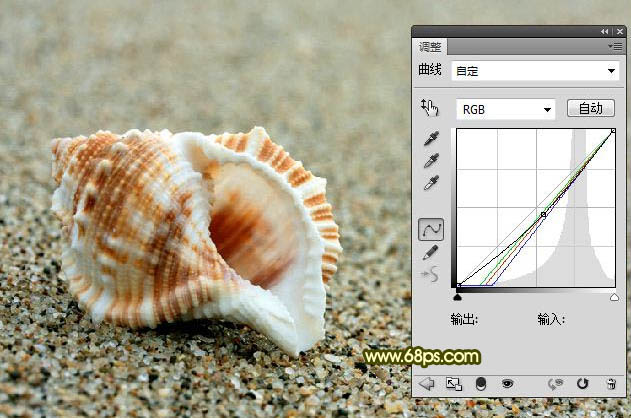 PS调出沙滩海螺照片淡黄色3