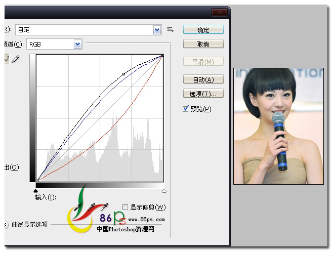 PS为美女汤唯照片添加柔美的蓝色调教程3