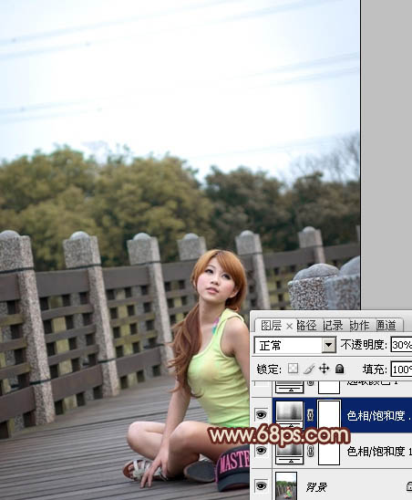 Photoshop给外景美女照片调出中性暖色调6