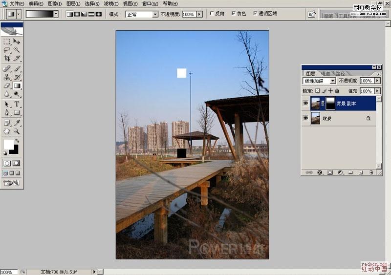 PhotoShop为公园风景照调出暗黄艺术色调6