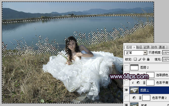 Photoshop仿V2经典暗调蓝紫色婚片4