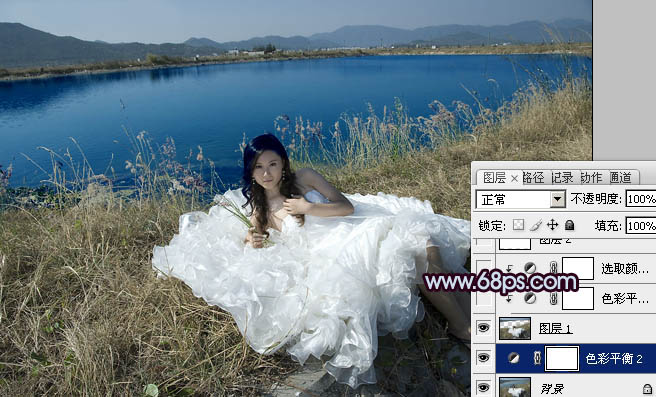 Photoshop仿V2经典暗调蓝紫色婚片6