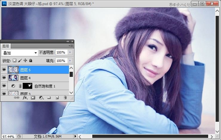 Photoshop调出外景美女照片淡蓝色调教程8