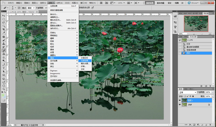 Photoshop CS5调出蓝调夜景荷塘荷花教程6