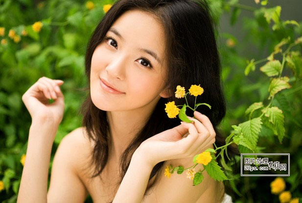 Photoshop给外景美女照片增加唯美的橙黄色1