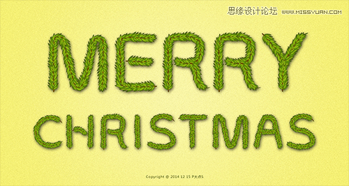Photoshop打造时尚漂亮的树枝圣诞快乐艺术字教程1