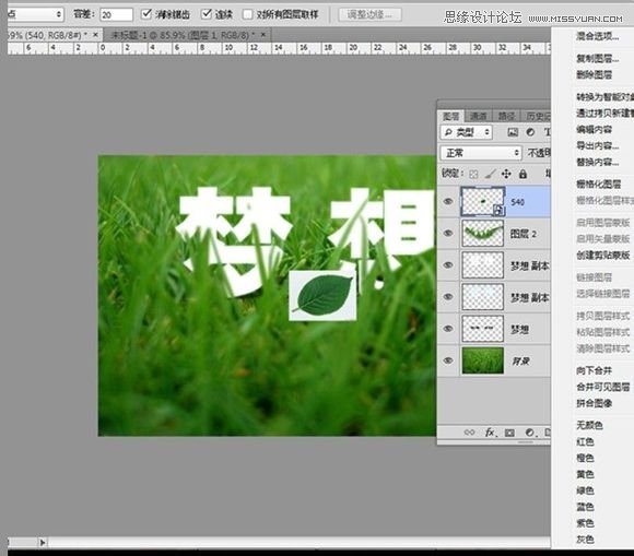 Photoshop制作春季草丛中梦想字体效果图7