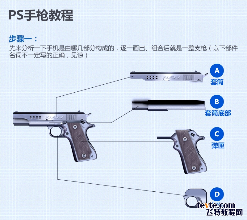 PS鼠绘简易手枪图标2