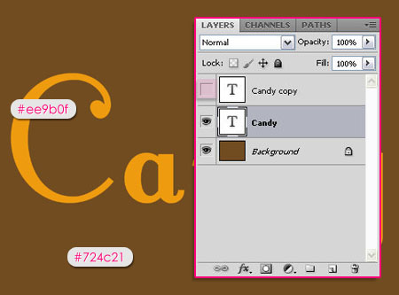 PS制作黄色Candy卡通糖果字教程2