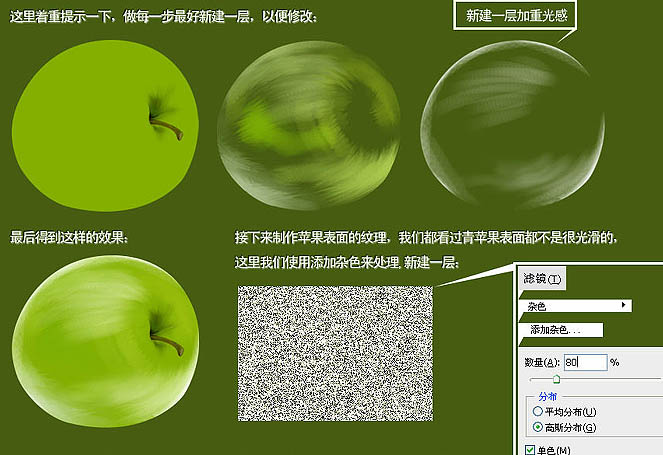 Photoshop绘制沾满水珠的青苹果5